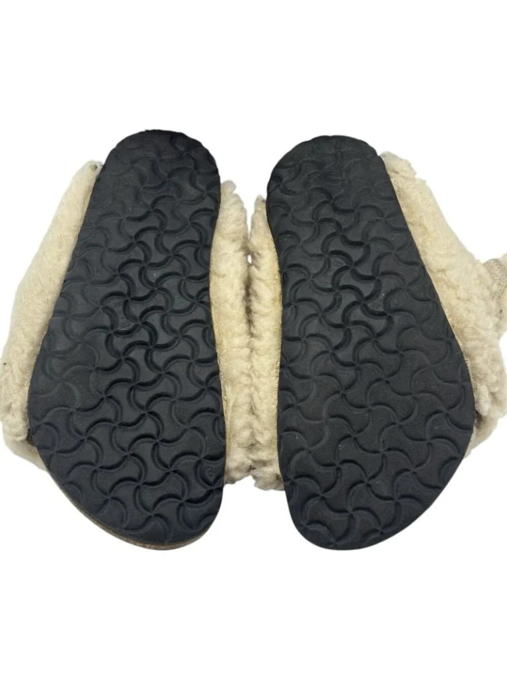 Birkenstock Arizona Big Buckle Shearling Slide Sandals Teddy Eggshell Kids Sz 28